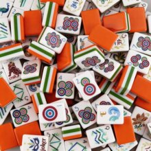 现货美国亚克力四层橘色手绘麻将美国麻将 American Mahjong Tile