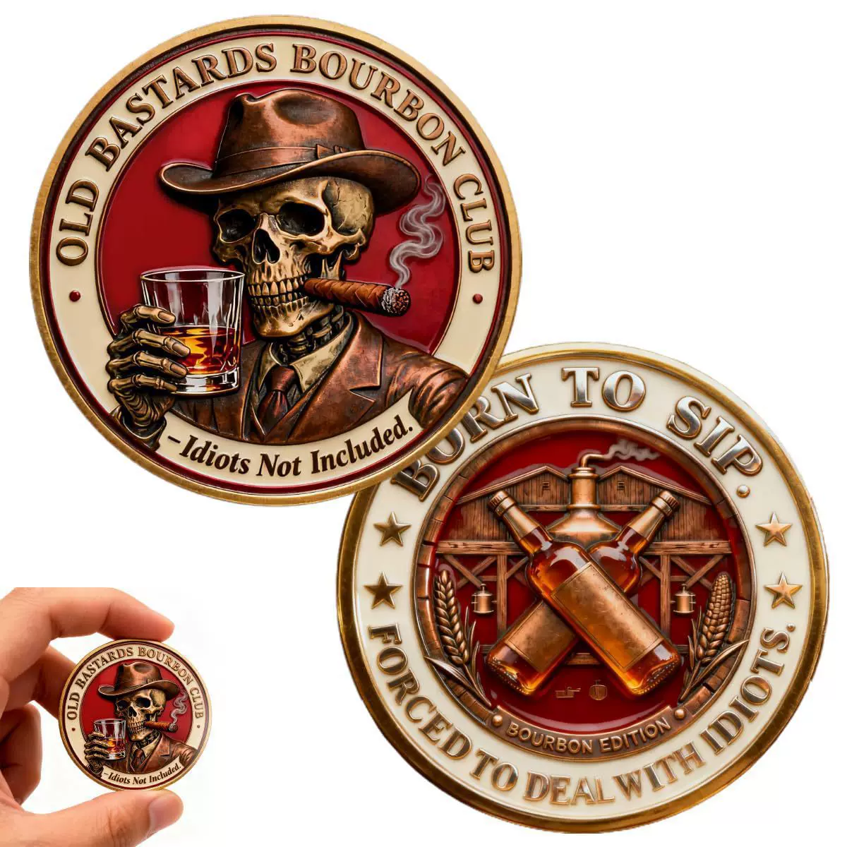 跨境创意便携式可爱新Old Bastards Bourbon Club Coin金属工艺品