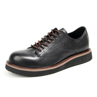 161-4 Big Head Round Toe Leather Shoes Men's Casual Shoes Fashion Trend Retro Men's Shoes Platform Shoes Workwear Shoes