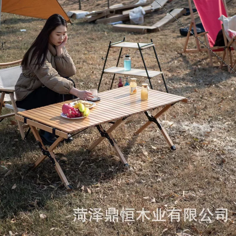 Wooden travel folding handheld picnic table, highchair for camping, equipment, set
