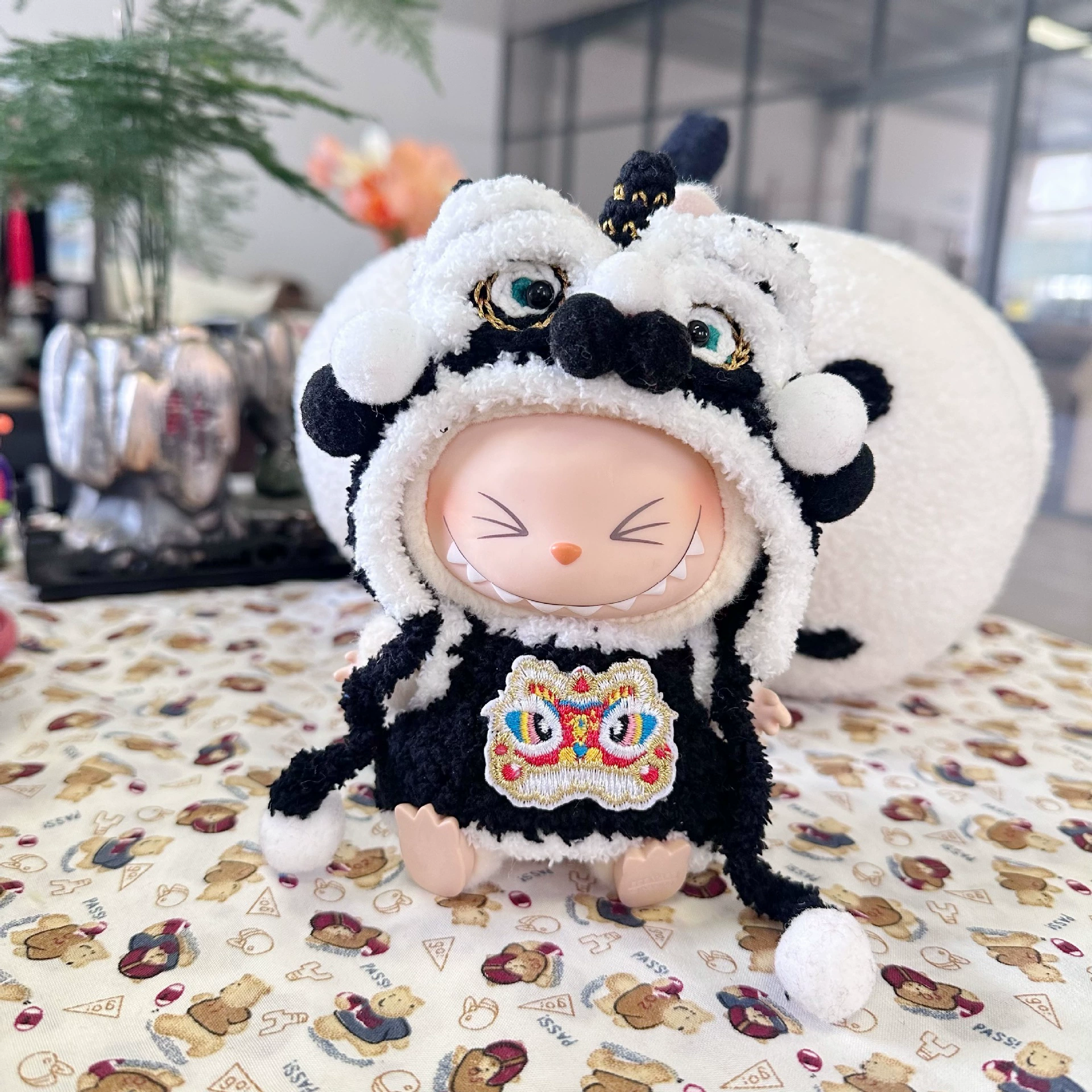 Одежда только] одежда кукол rabbu, Новогодняя одежда LABUBU, ручная работа, костюм львиной танца милый