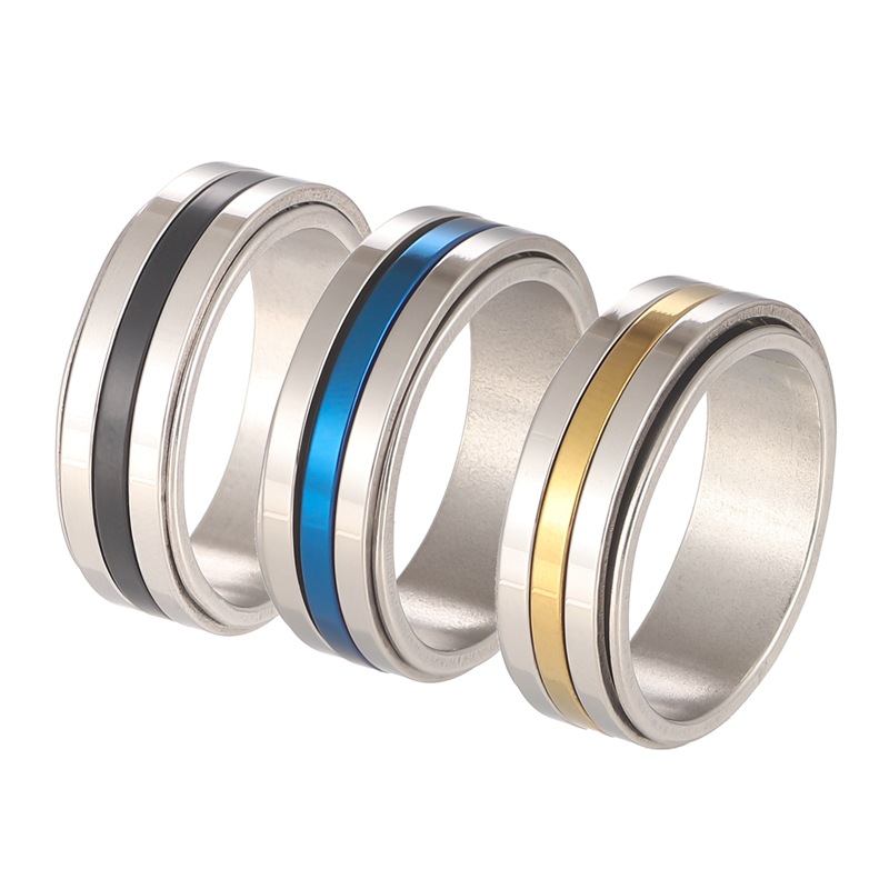 9g Weight Vacation Classic Style Color Block Titanium Steel Plating Men's Rings Men Band Rings