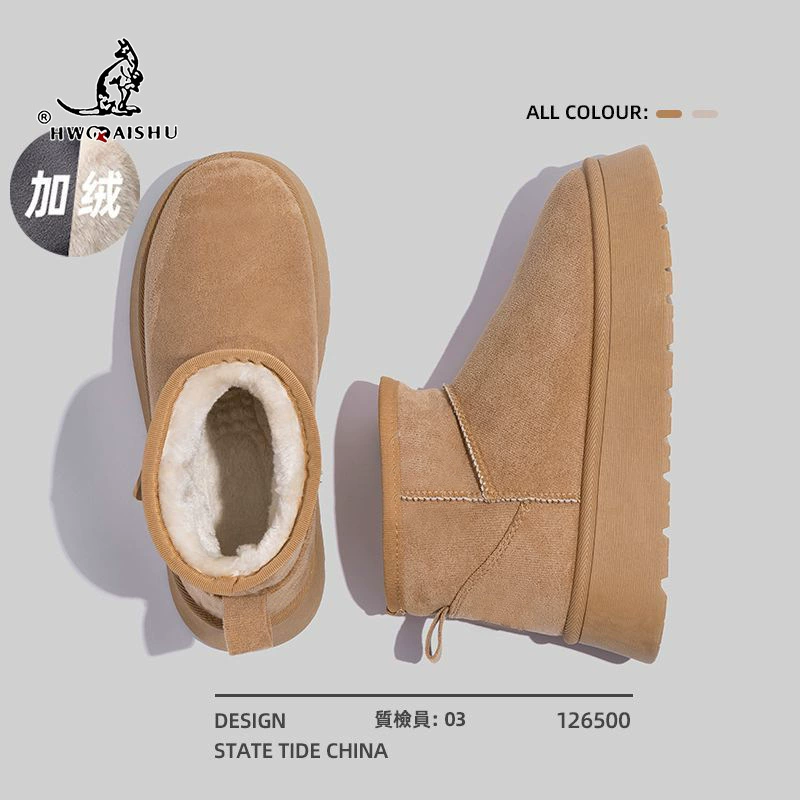 Women's Thick-Soled Winter Boots, 4.5 cm Platform, Plus-Velvet Warm Lining, Student Style