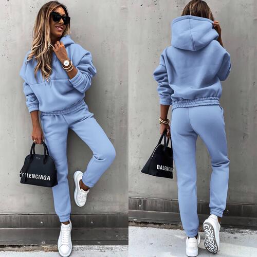 Autumn and winter new European and American fashionable long-sleeved sports casual sweater set two-piece set