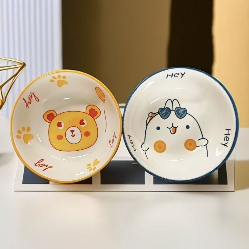两只装卡通陶瓷7英寸泡面碗家用吃饭碗釉下彩餐具大号拉面碗瓷器|undefined