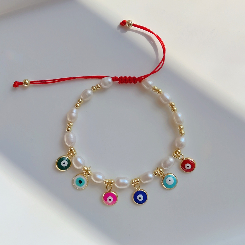 Ethnic Style Eye Pearl Copper Enamel Plating Bracelets 1 Piece
