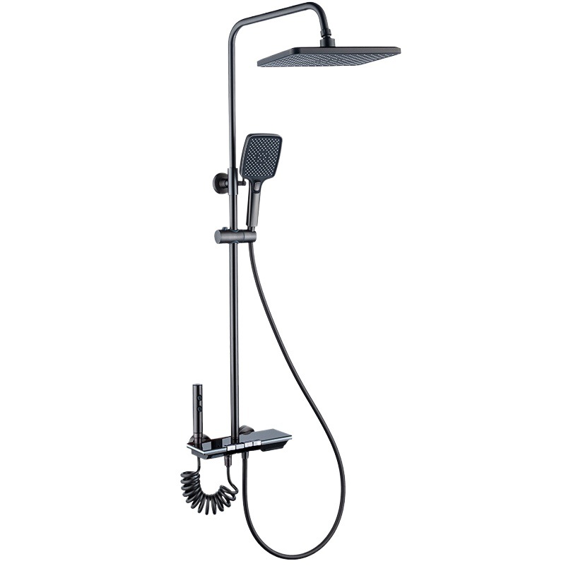 Uno por uno piano faro botón cabezal de ducha de elevación de refuerzo de almacenamiento de baño pistola traje de ducha baño doméstico