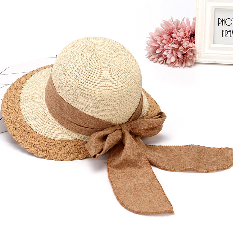 Dames strooien hoed met brede rand voor strand en zomerstijl_voghion.com