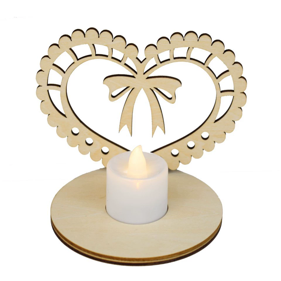 Настольная свеча, вырезанные резные деревянные детали, подсвечник в форме сердца, украшения ко Дню святого Валентина, деревянные украшения для ароматерапии.
