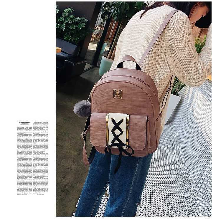 Women's Pu Leather Solid Color Preppy Style Square Zipper Fashion Backpack display picture 7