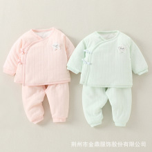 新生婴儿棉衣秋冬套装A类纯棉0-3月初生宝宝和尚服系带棉服批发
