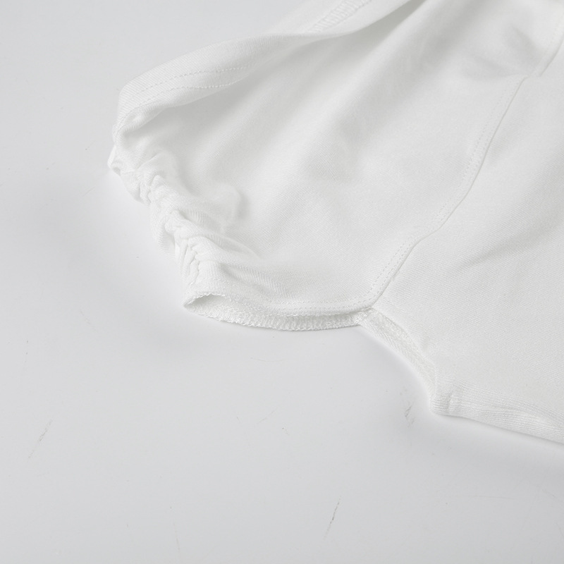 2026 Korean Version Of Chic Design Sense Asymmetrical Knotted Straps Off-the-shoulder T-shirt Pleated Waist Versatile Knitted Top_ecoleips.com