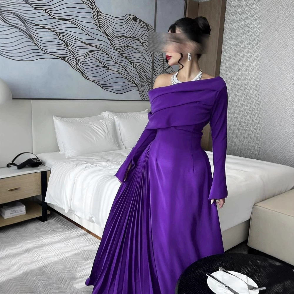 2024 Осень и Зима трансграничная внешняя торговля женская одежда Amazon Независимая станция eBay на Ближнем Востоке сексуальная плиссированная вечерняя одежда с открытыми плечами