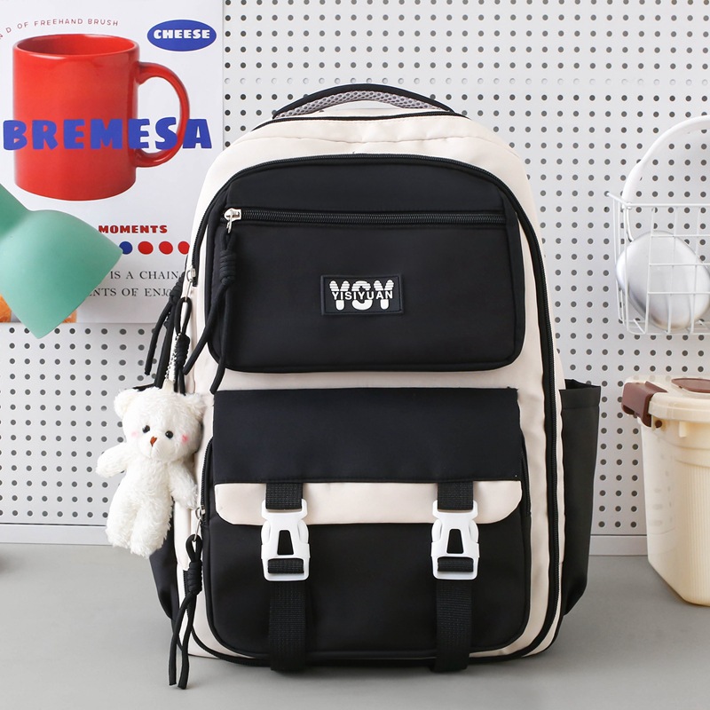 Bolsa de escuela de estudiantes coreanos de escuela secundaria, alta capacidad, color de marea, mochila de mujer, mochila multifuncional.