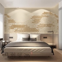 新中式瑞鹤图背景墙壁纸意境酒店书房餐厅墙布玄关壁画壁纸墙纸