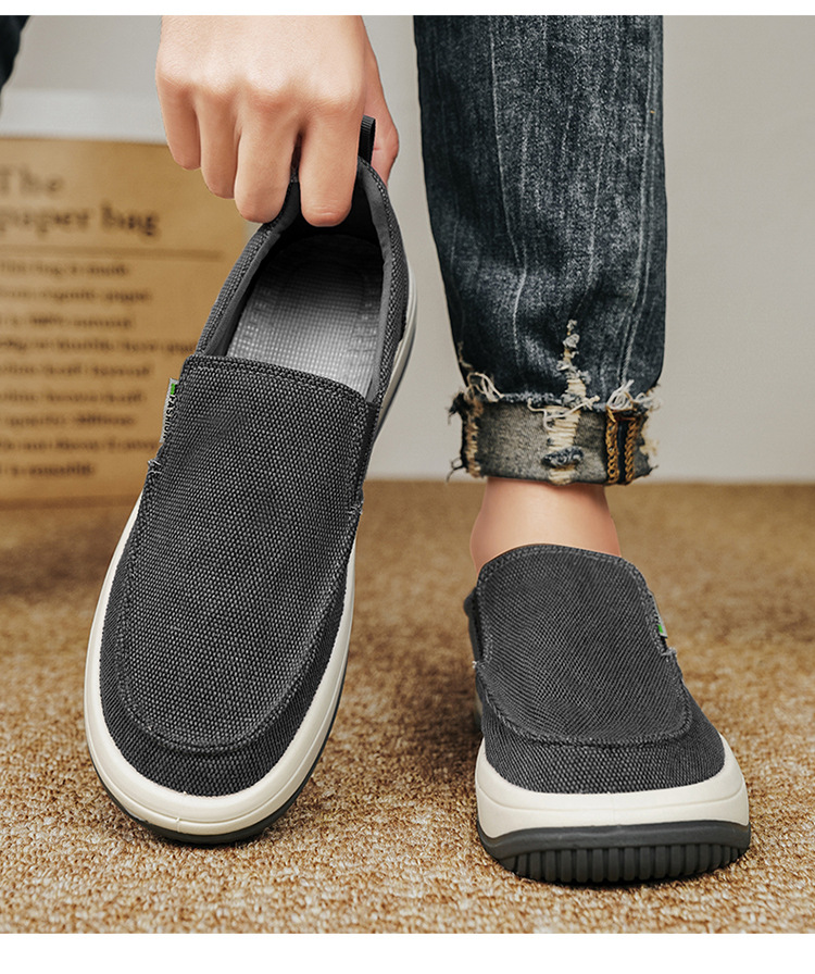 Men's shoes breathable old Beijing cloth shoes casual men's canvas shoes lazy one pedal soft-soled work shoes_voghion.com