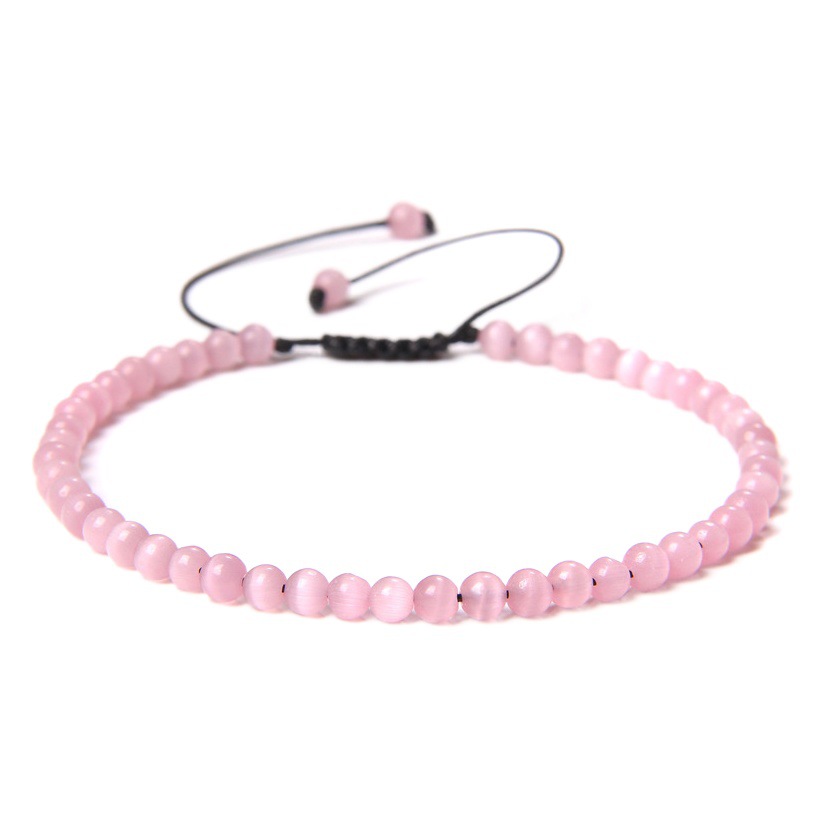Wholesale 4mm fine bead bracelet woven adjustable natural raw stone semi-precious stone yoga beads handmade bracelet jewelry