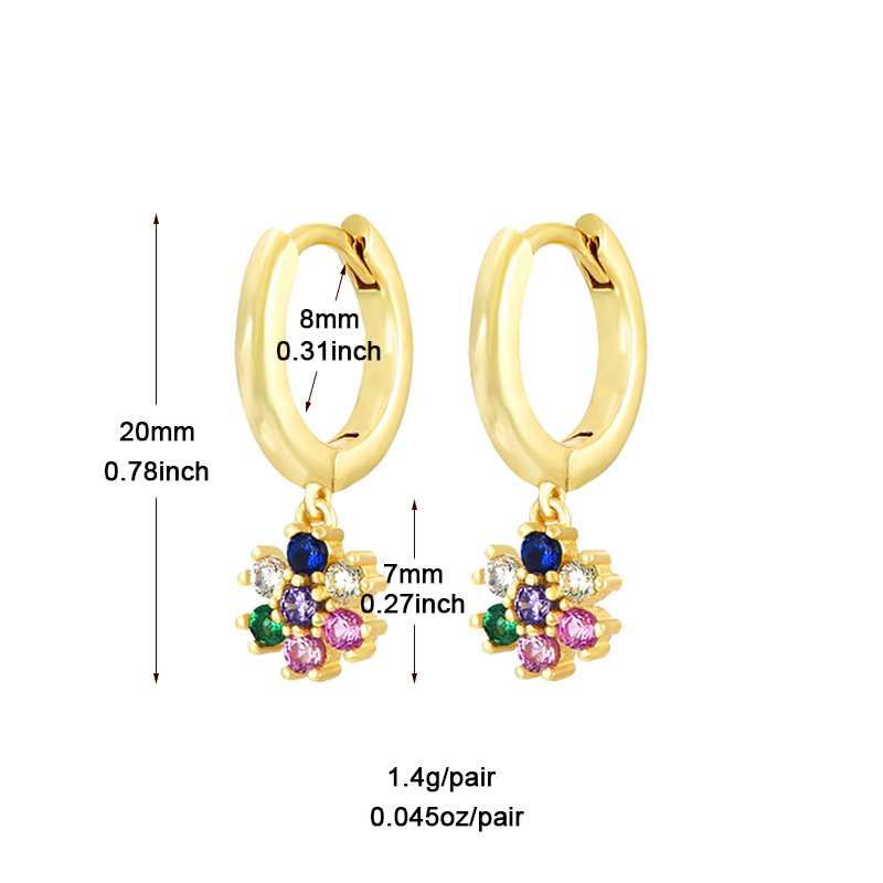 3g Weight Copper Ear Needle Material Zircon Inlay Material Drop Earrings Classification 1 Pair Quantity Holiday, Daily Occasion Copper Material Flower Pattern Women's Gender Inlay Design Simple Style, Classic Style Style 1 Pair Simple Style Classic Style Flower Inlay Copper Zircon Drop Earrings 1
