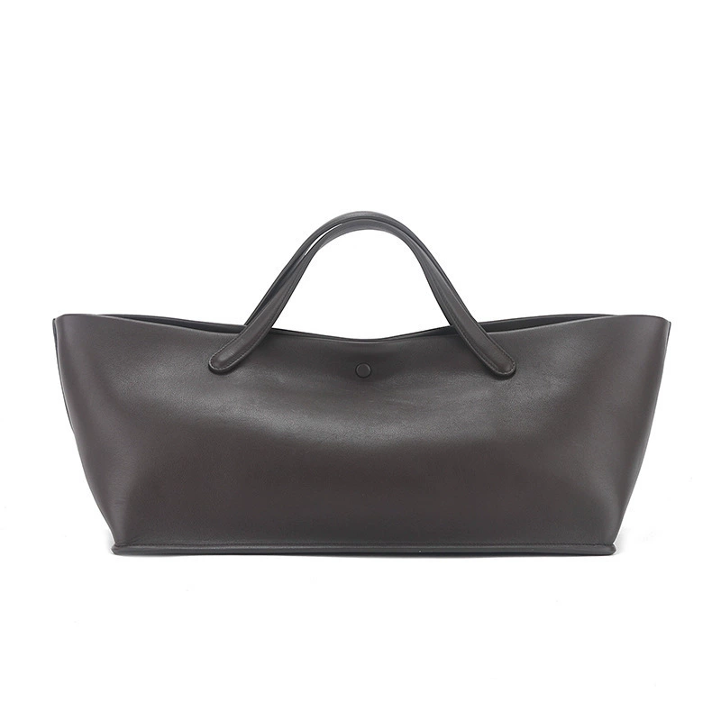 Minimalistic soft leather retro capacious shoulder bag, high-quality style