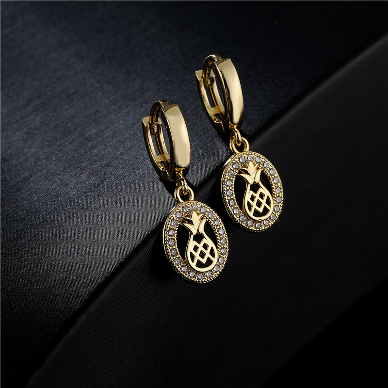 Fashion Pineapple Shape Copper Micro-inlaid Earrings display picture 2