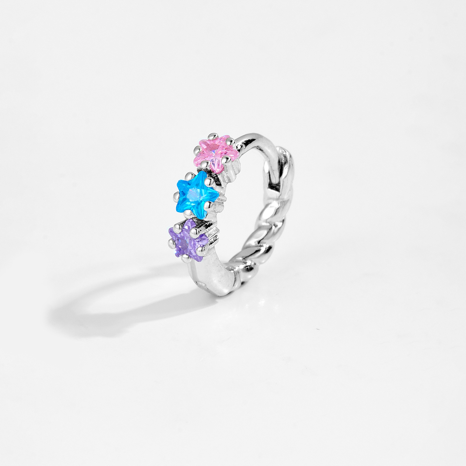 Earrings Classification 1 Piece Silver Zircon 925 Sterling Silver Earrings Color Block Earrings
