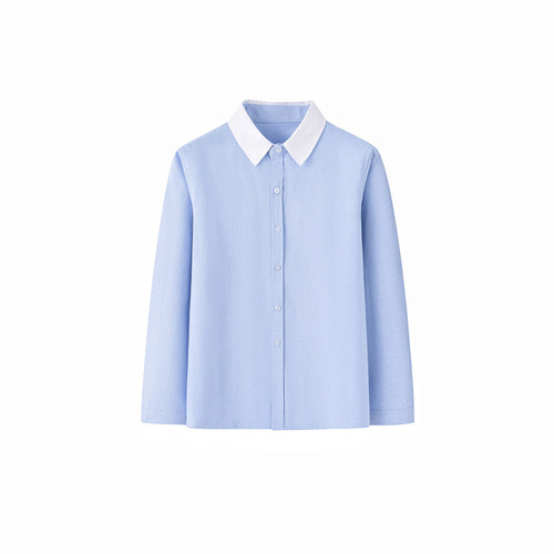 男童衬衫长袖白领蓝色校服 中小童春秋衬衣 厂家 儿童衬衣