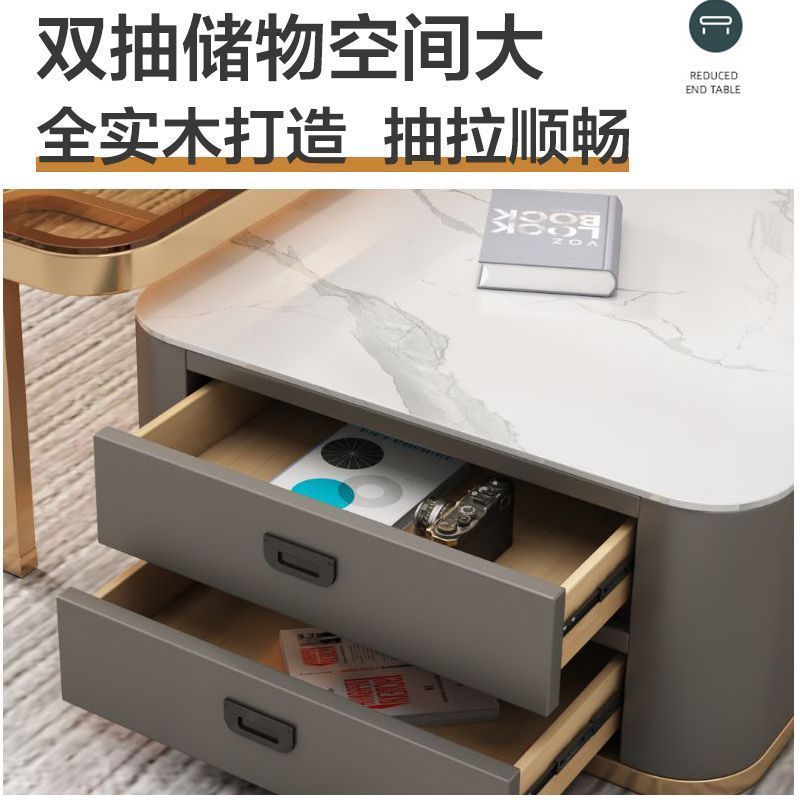 Mesa de té personalizada panel de roca TV combinación moderna y simple sala de estar casera vidrio cuadrado minimalista