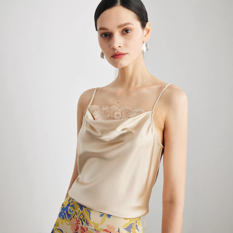 Women's silk camisole 2025 spring-summer new versatile solid color commuting inner wear mulberry silk top Women's silk camisole 2025 spring-summer new versatile solid color commuting inner wear mulberry silk top