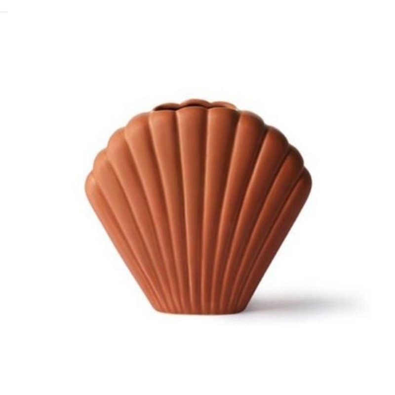 Florero de concha de cerámica simple y moderno, adornos ins, artesanías para el hogar, arreglo decorativo de flores secas, florero de escritorio