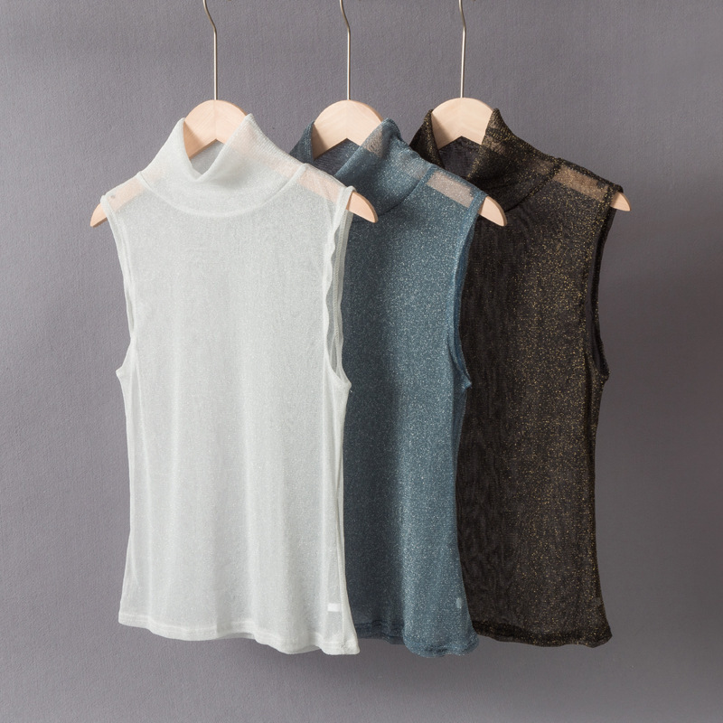 Korean Style Shirt Stacked with Inner Collar High Collar Standing Collar Sleeveless Base Vest Sweater Decorative Collar