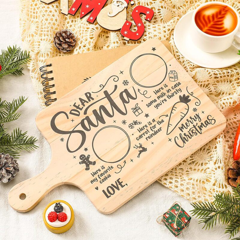 Wooden Tray Santa Claus Milk Cookie Snack Tray Party Party Snack Reindeer Solid Wood Tray