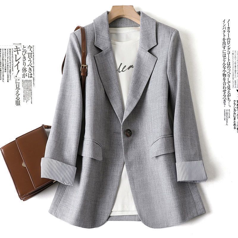 2025 Spring and Autumn New Korean Style Slim Fit 150kg Plus Size Women's Small Suit Jacket Women