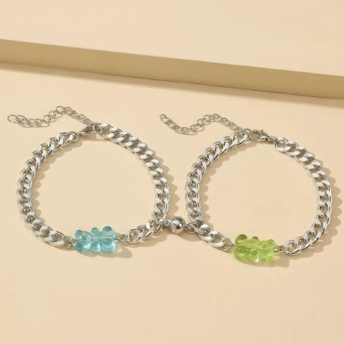 New Colorful Teddy Bear Couple's Bracelet, Heart-Seeking Fashion Couple's Bracelet, Magnetic Couple's Bracelet