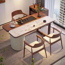 实木阳台茶桌椅家用岩板小茶台新中式功夫茶台现代简约小户型