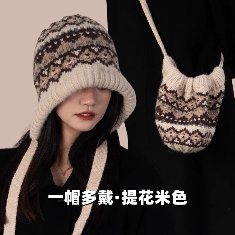 韩版毛线帽秋冬保暖护耳加厚防寒针织帽旅游拍照甜美套头帽时尚潮|undefined