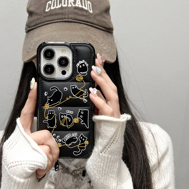 Cotton-Filled Leather down Jacket Apple 15Promax Mobile Phone Case Iphone17 Cross-Border Export 12 Couple 13 Anti-Fall Cotton-Filled Leather down Jacket Apple 15Promax Mobile Phone Case Iphone17 Cross-Border Export 12 Couple 13 Anti-Fall