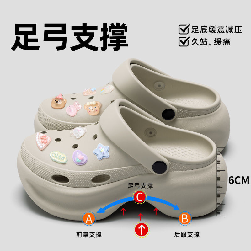 Lidani Black Thick-Soled Clogs for Women, 2026 New Model, with Arch Support, Non-Slip Beach Sandals for Summer Outdoor Wear