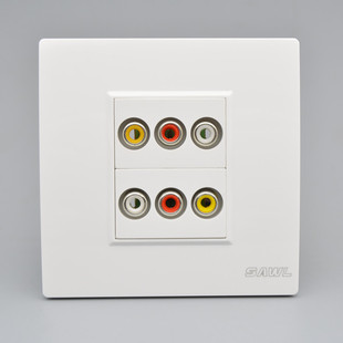 AV audio and video socket 86 type switch 2 welding-free Red Yellow White RCA three Lotus head audio and video wall panel