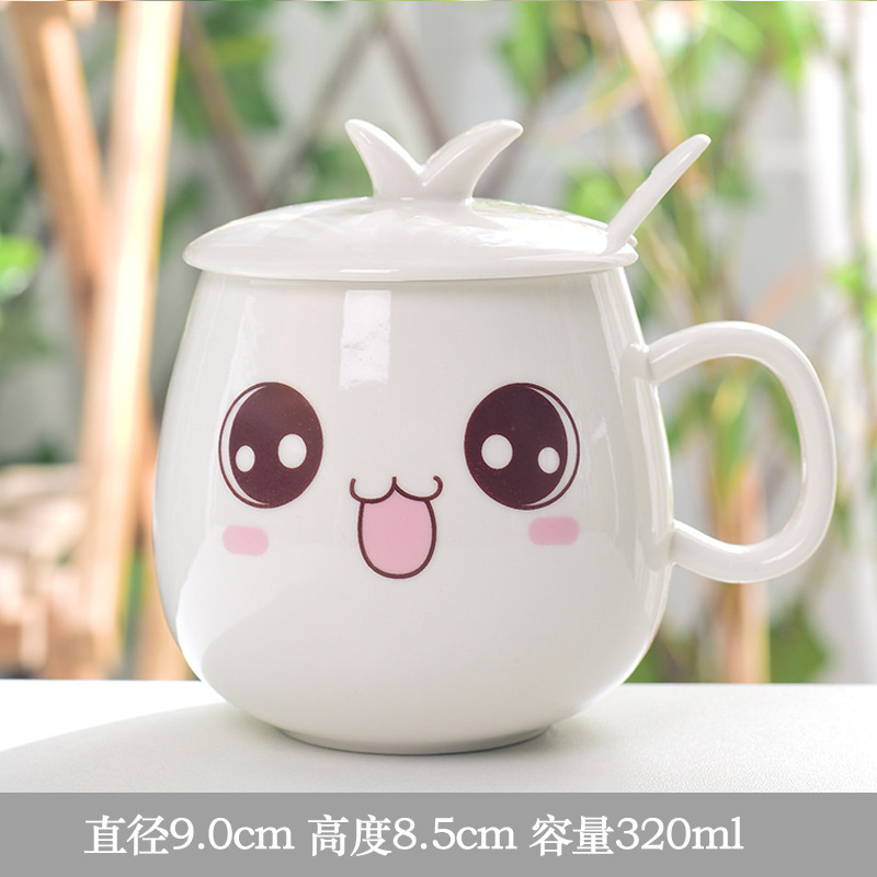 Taza de personalidad creativa Taza de cerámica con cuchara Taza de bebida de pareja de moda Taza de café casera Taza de agua de expresión