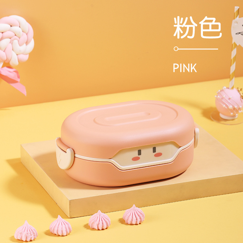 Caja de almuerzo creativa de dibujos animados, microondas, aislada, para niñas y niños, alimentos frescos