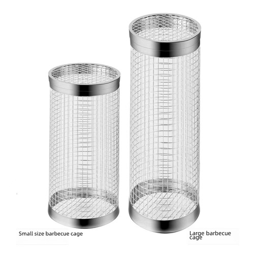 Cross-border barbecue grill barbecue basket round barbecue cage outdoor BBQ smoke cage portable barbecue net rotating roller