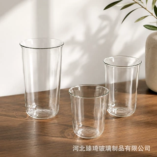 定制简约扩口大容量水果柠檬茶冰美式奶茶杯轻薄耐热高硼硅玻璃
