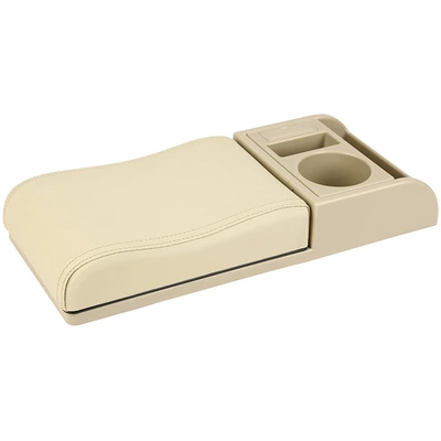 Armrest box — universal armrest box cover multifunctional - microfiber-leather-universal-heightening-cover-curved-surface-model-beige