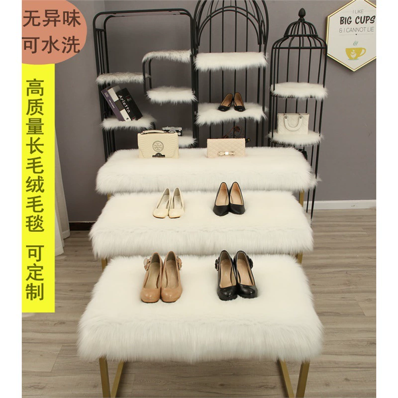 Длинный плюшевый ковер сумка, витрина, витрина, декоративная столешница, стенд, одеяло, подставка для обуви, подставка, белая длинная шерстяная подушка