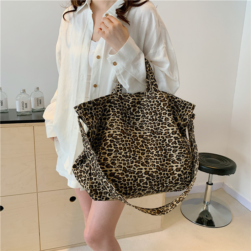 대외 무역 여성용 가방 레오파드 패턴 여성용 숄더백 대용량 캐주얼 통근 토트백 크로스백 통근 핸드백