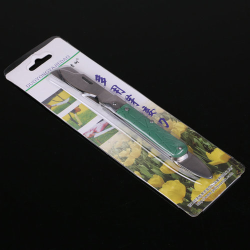 Longevity Tree Grafting Knife, Garden Tool Green Handle Stainless Steel Folding Grafting Knife, Fruit Tree Grafting Knife