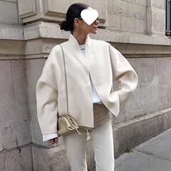 欧美风新款宽松气质长袖短款毛呢外套Loose fitting short jacket