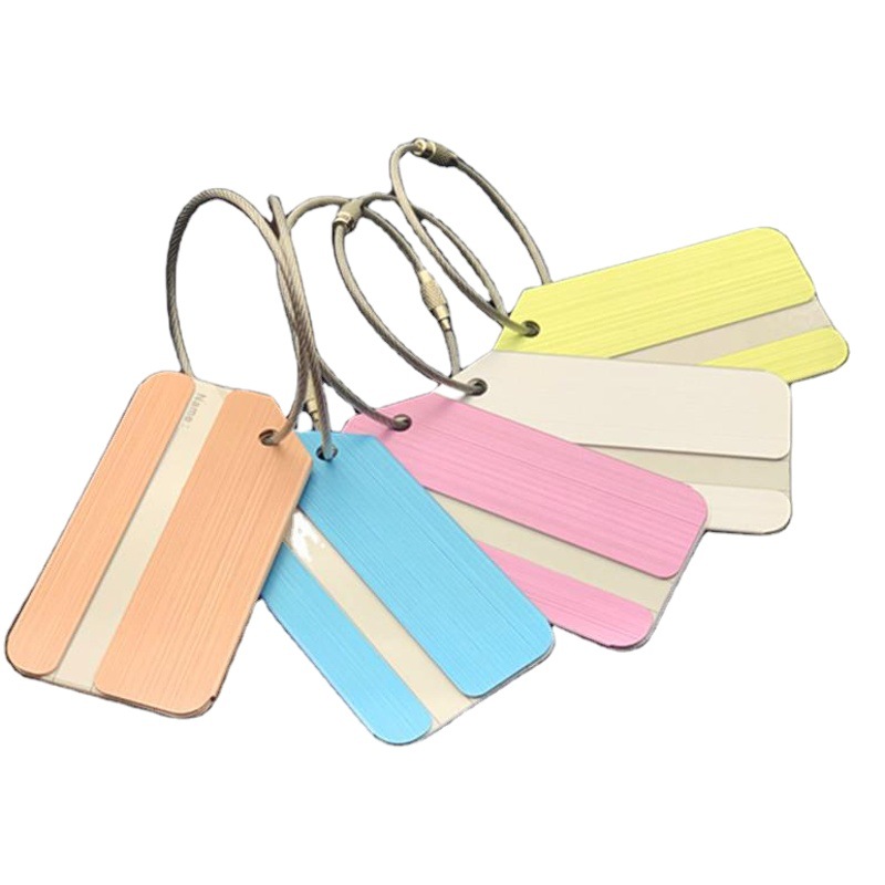 Source manufacturers directly supply brushed high-grade aluminum alloy cut corner luggage tag metal luggage tag luggage boarding pass