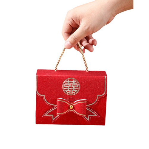 New portable wedding candy box Chinese style wedding candy box wedding candy bag high-end souvenir return gift box
