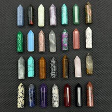 天然石单尖六角柱32mm裸石能量石水晶玉石饰品吊坠配件宝石工艺品